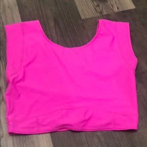 Free People Seamless Cap Sleeve Hot Pink Crop Top